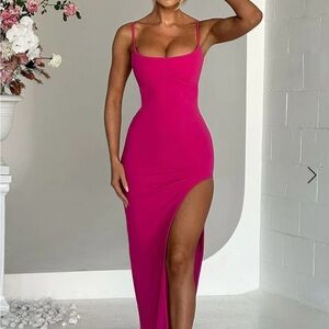 Babyboo Fuchsia Maxi Dress with Side Slit